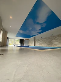 Spanplafond van Holland Plafond bij zwembad Spanplafond van Holland Plafond bij zwembad